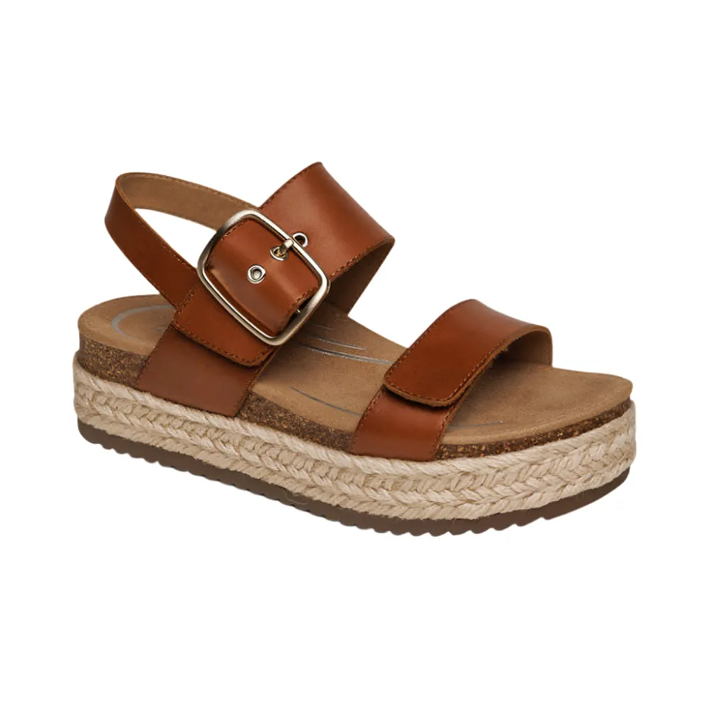 Aetrex Women's Vania Cognac Platform Leather Sandal Cognac