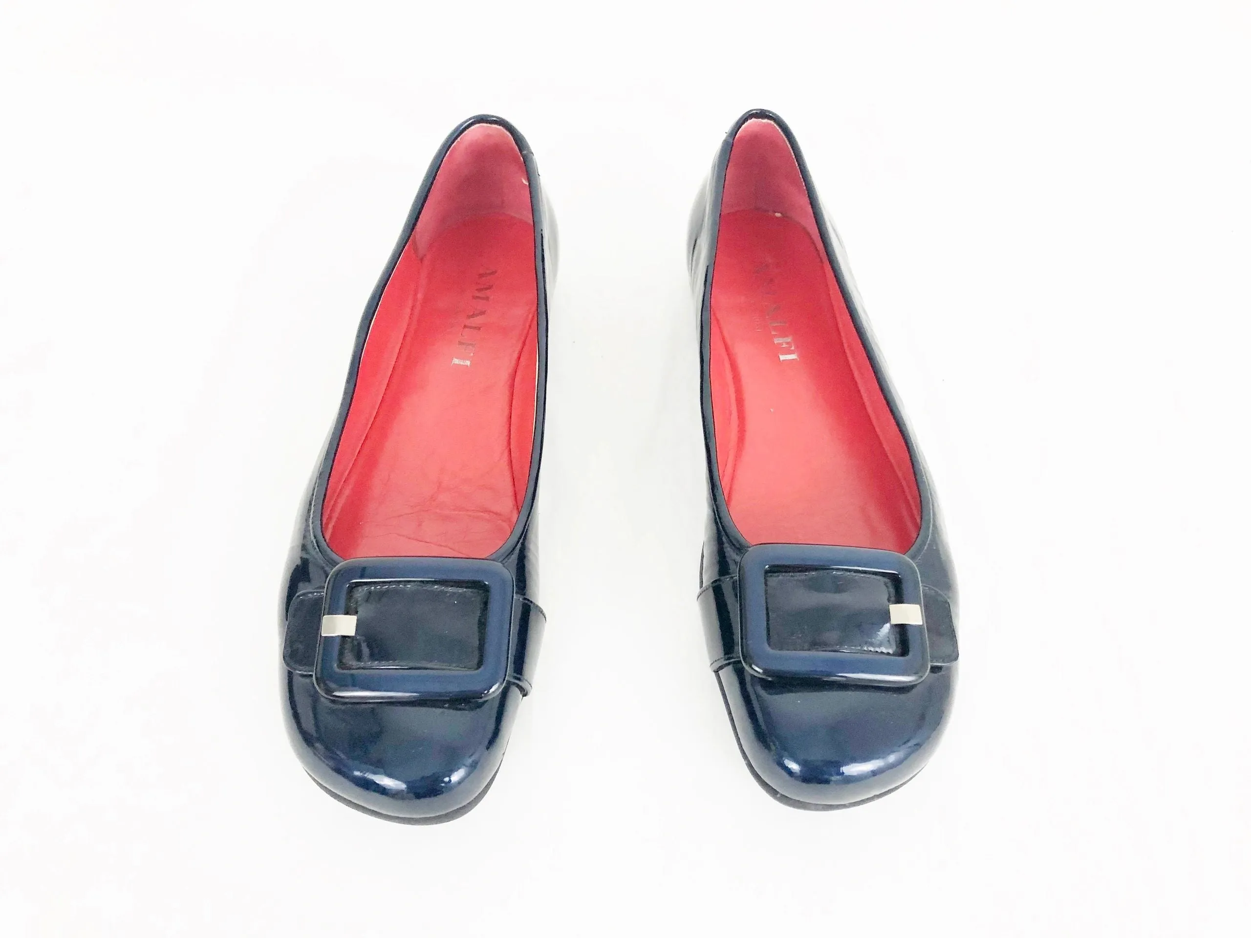 Amalfi Blue Patent Leather Flats Size 8