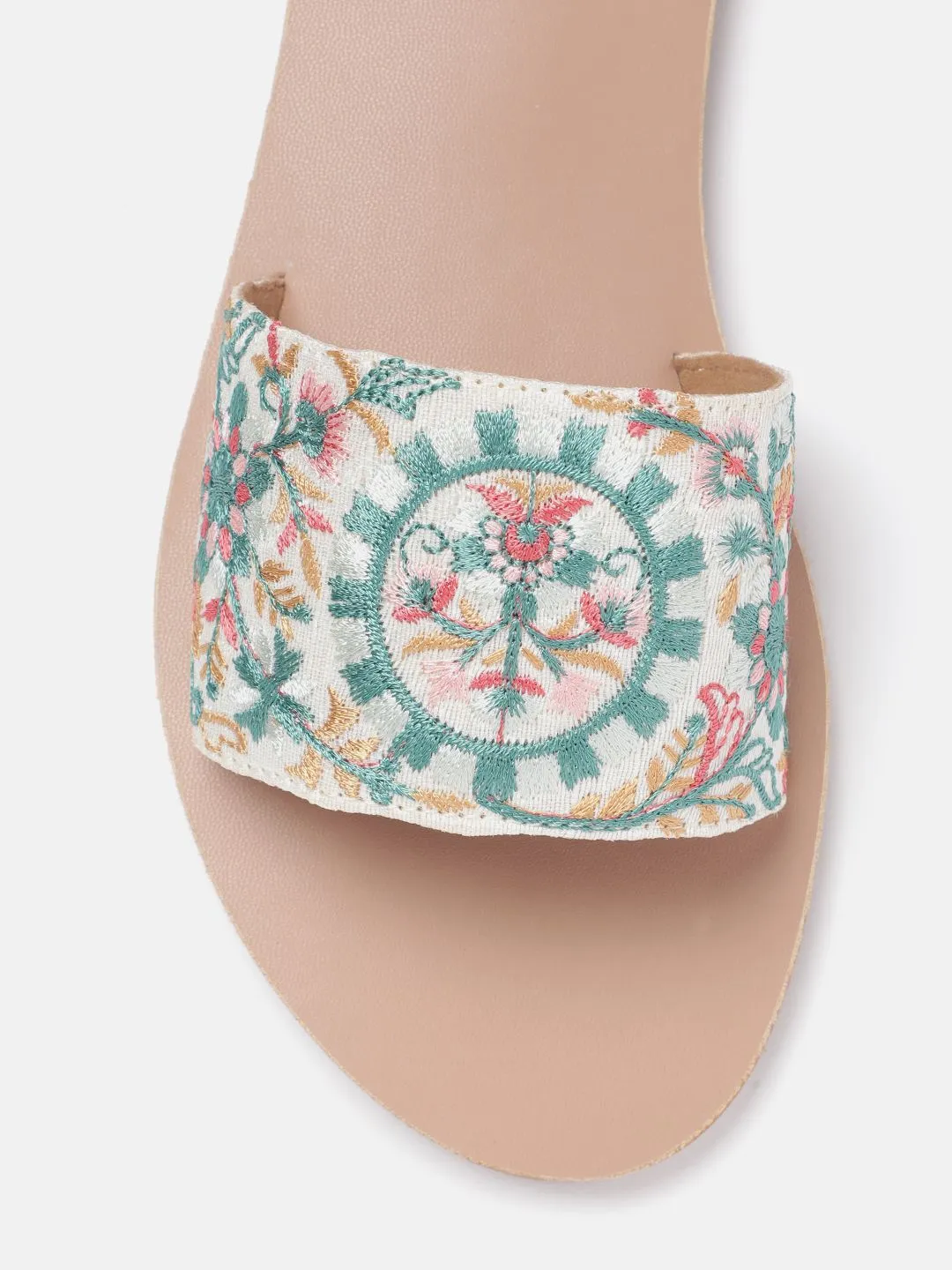 Anouk Women Floral Embroidered Open Toe Flats
