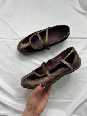 Brown 100% leather sport ballet trainers (36)