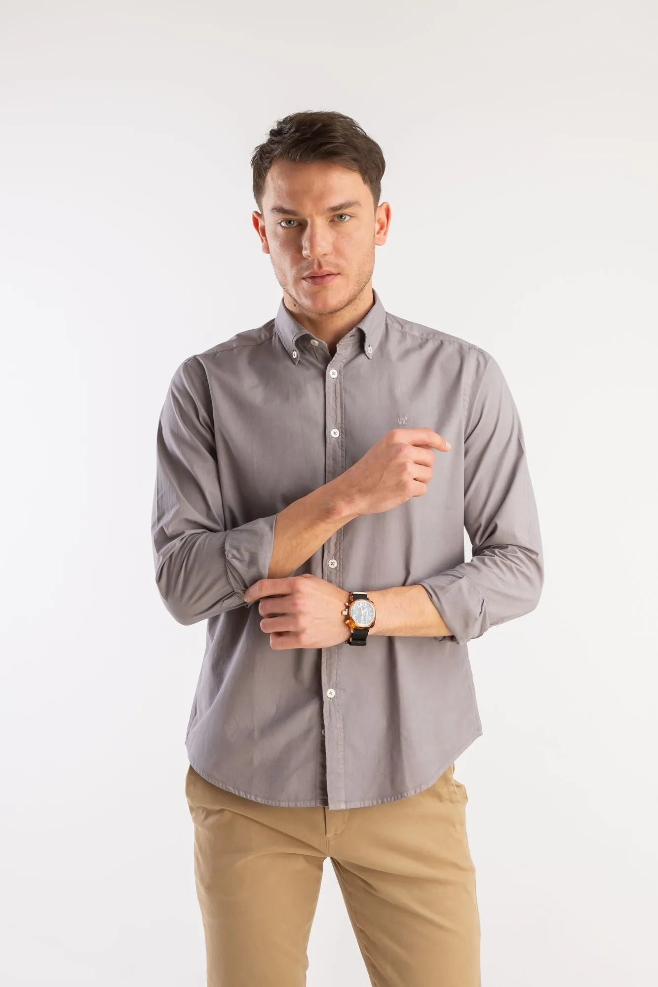 Camisa Garment Dyed Gris
