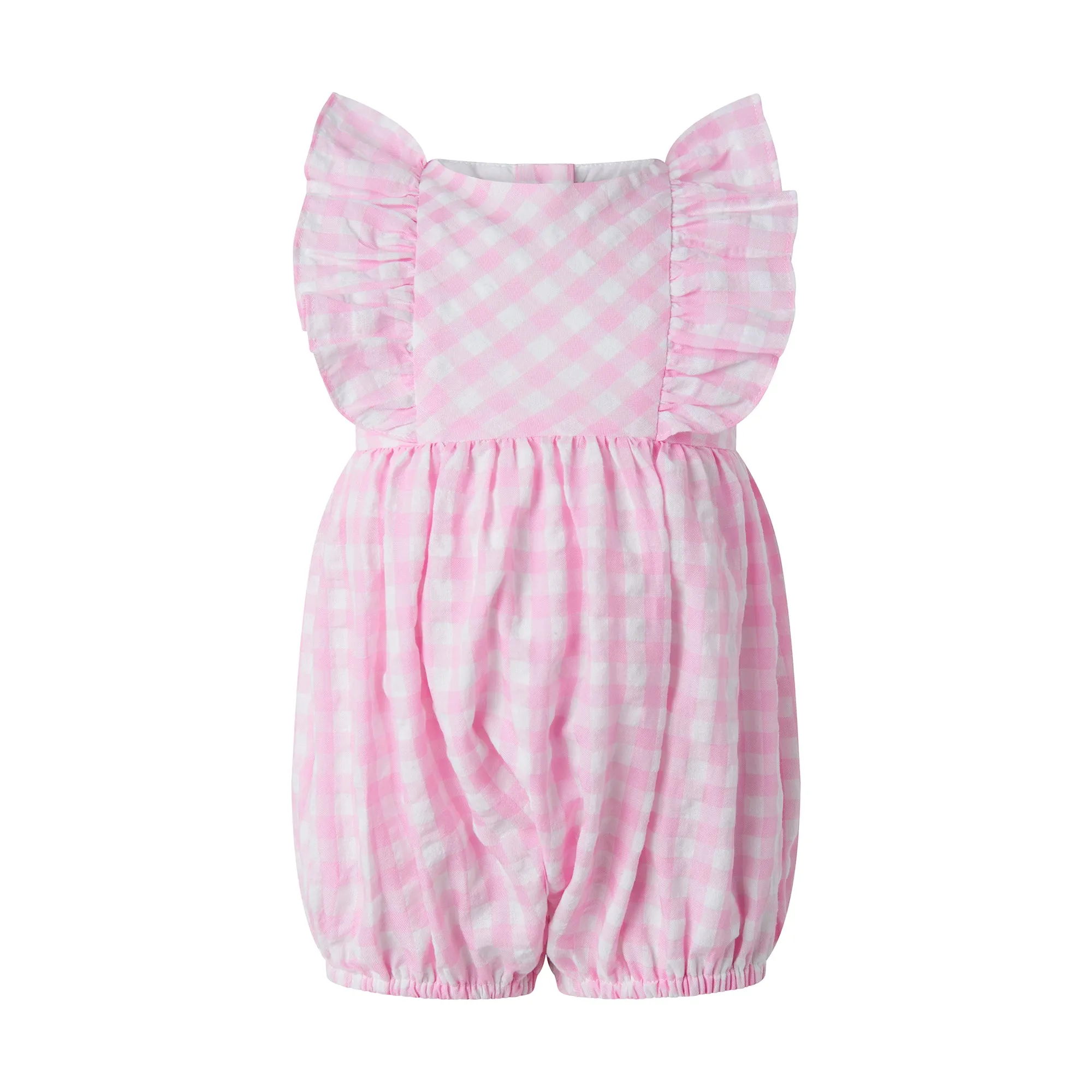 Check Ruffle Babysuit, Pink