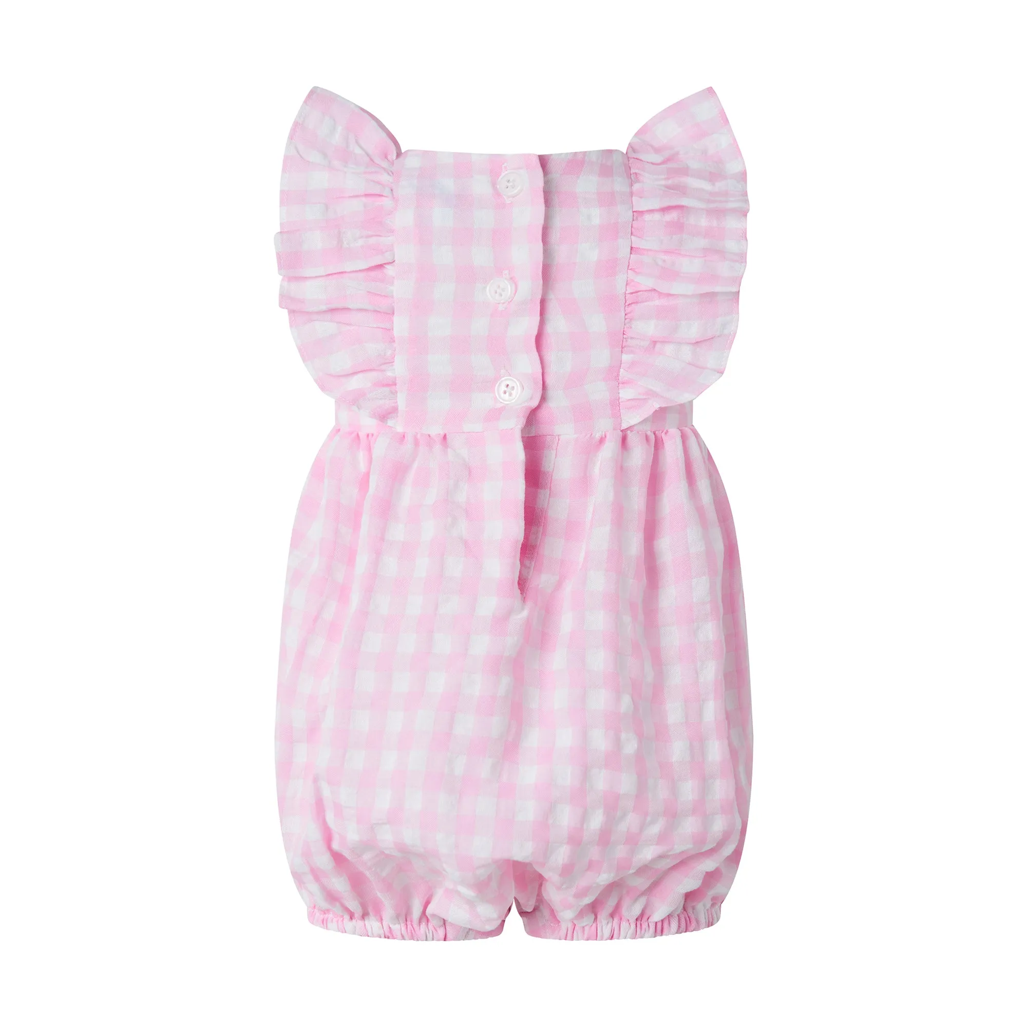 Check Ruffle Babysuit, Pink