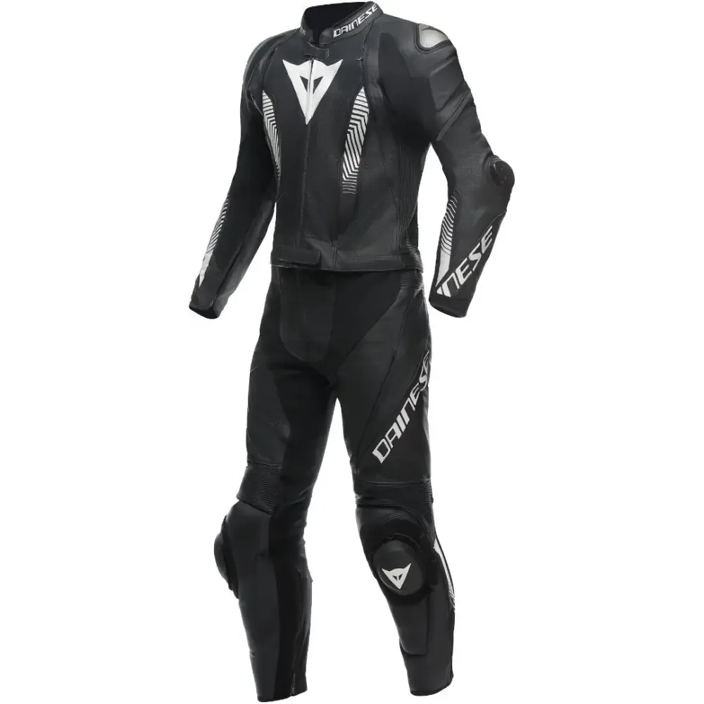 Dainese Laguna Seca 5 2-Piece Motorcycle Leather Suit, Black/White