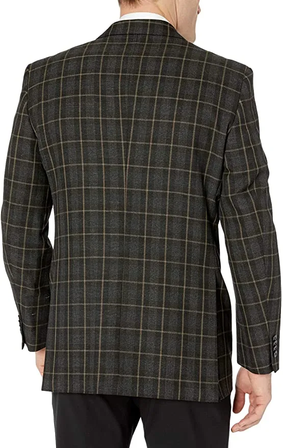 Haggar Mens Windowpane Plaid Tailored Fit Sport Coat Business Casual Blazer, Sz 40R! Fits like Men's Medium! Retails $135 