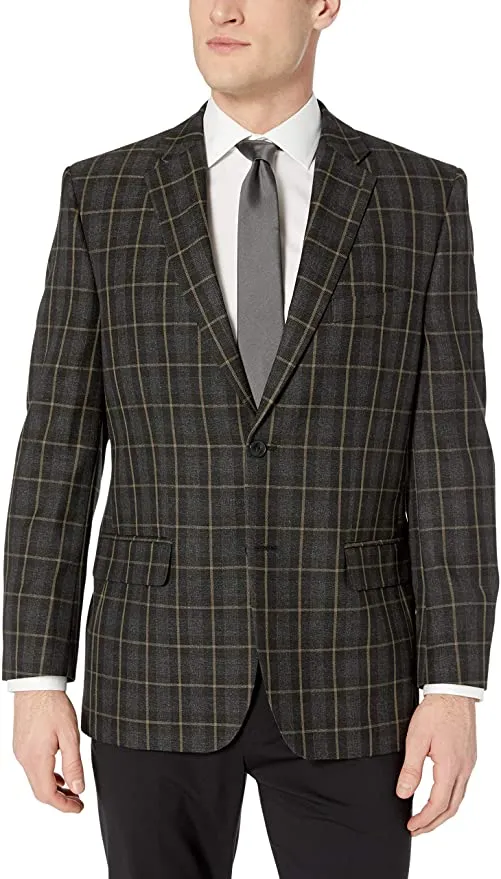 Haggar Mens Windowpane Plaid Tailored Fit Sport Coat Business Casual Blazer, Sz 40R! Fits like Men's Medium! Retails $135 
