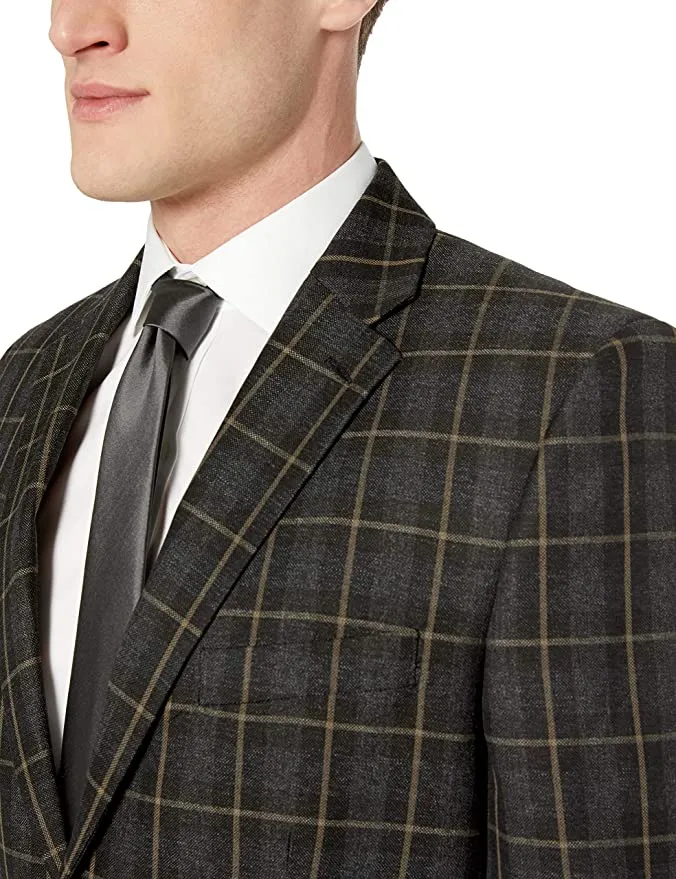 Haggar Mens Windowpane Plaid Tailored Fit Sport Coat Business Casual Blazer, Sz 40R! Fits like Men's Medium! Retails $135 