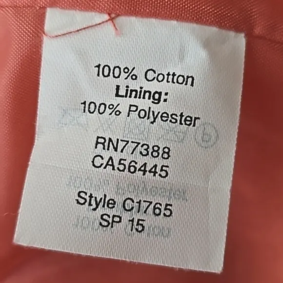 J. Crew Factory 100% Cotton Coral Zip Front Collarless Jacket Trench Coa…