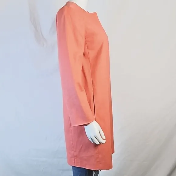 J. Crew Factory 100% Cotton Coral Zip Front Collarless Jacket Trench Coa…