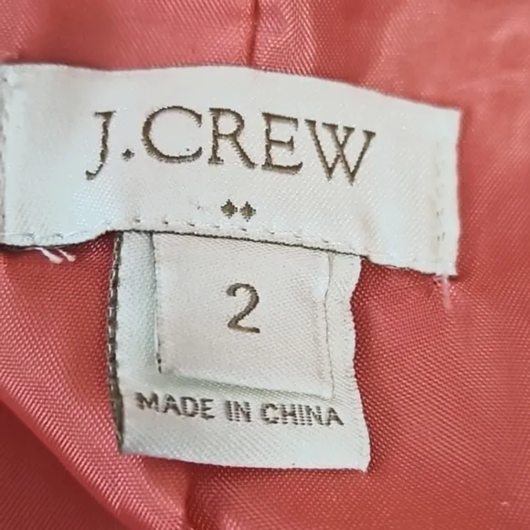 J. Crew Factory 100% Cotton Coral Zip Front Collarless Jacket Trench Coa…