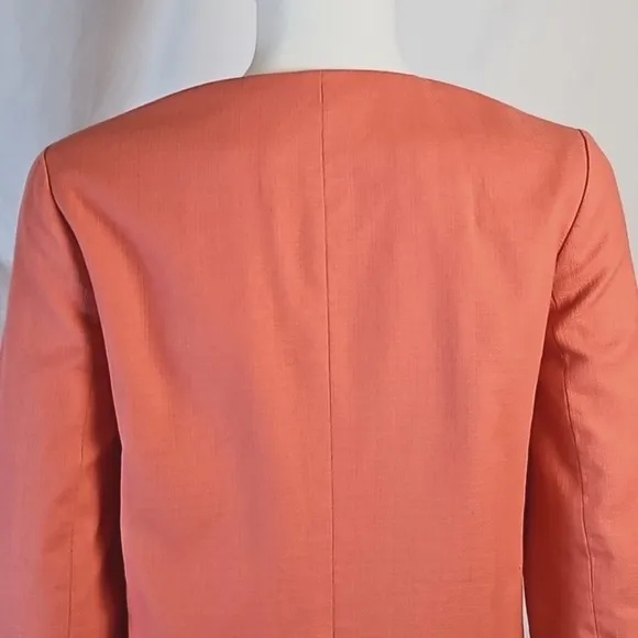 J. Crew Factory 100% Cotton Coral Zip Front Collarless Jacket Trench Coa…