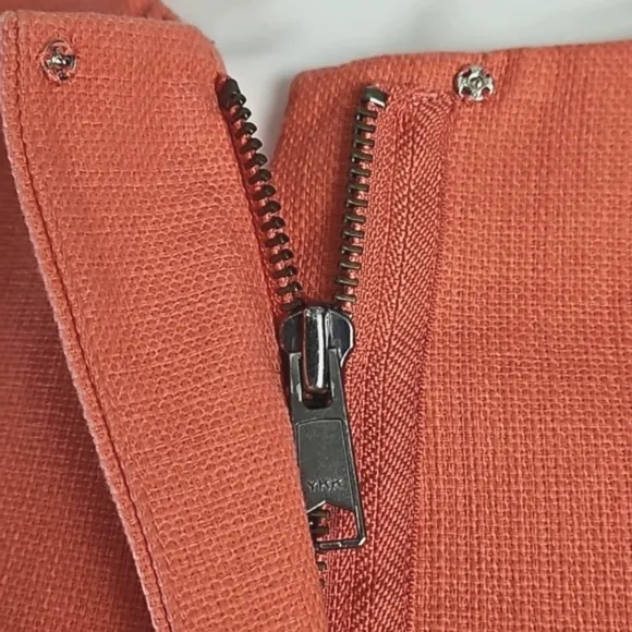 J. Crew Factory 100% Cotton Coral Zip Front Collarless Jacket Trench Coa…