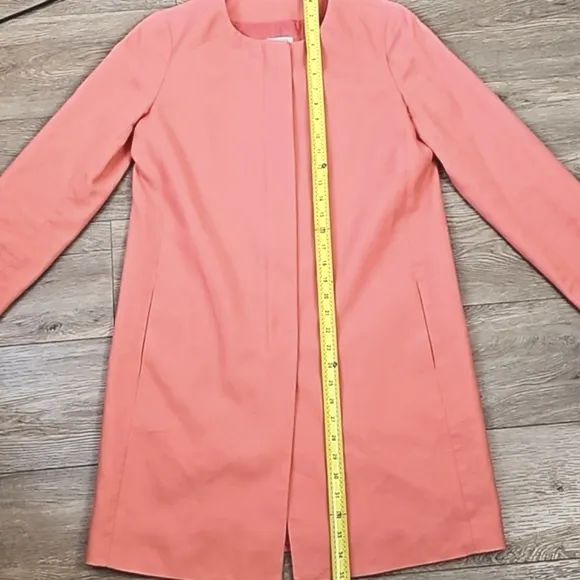 J. Crew Factory 100% Cotton Coral Zip Front Collarless Jacket Trench Coa…