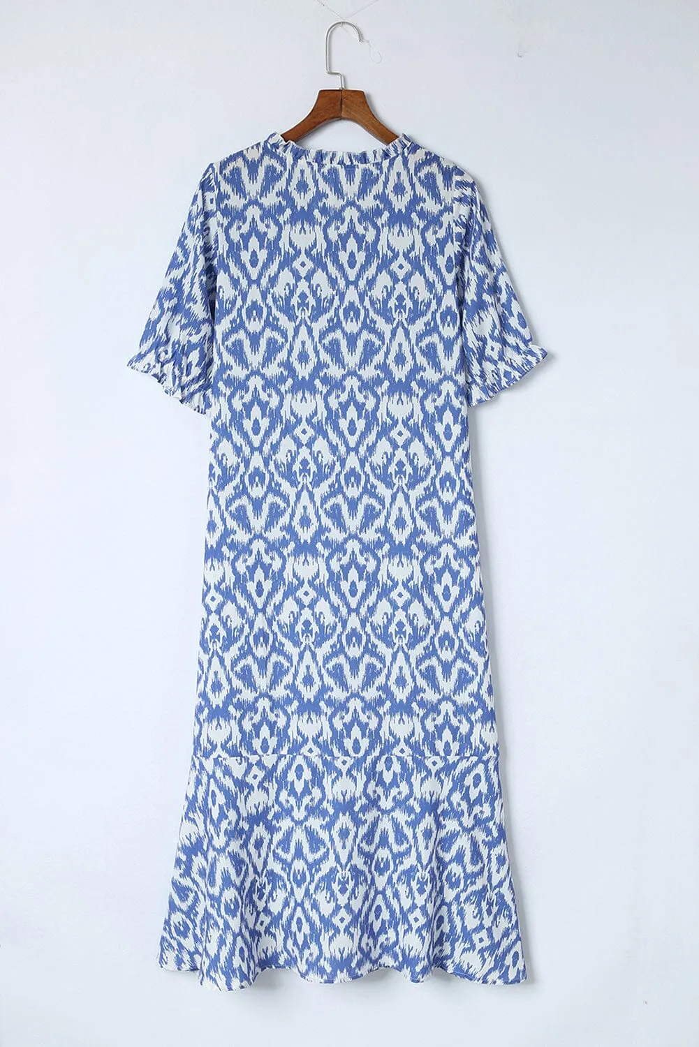 KaleaBoutique V Neck Casual Geometric Print Maxi Dress