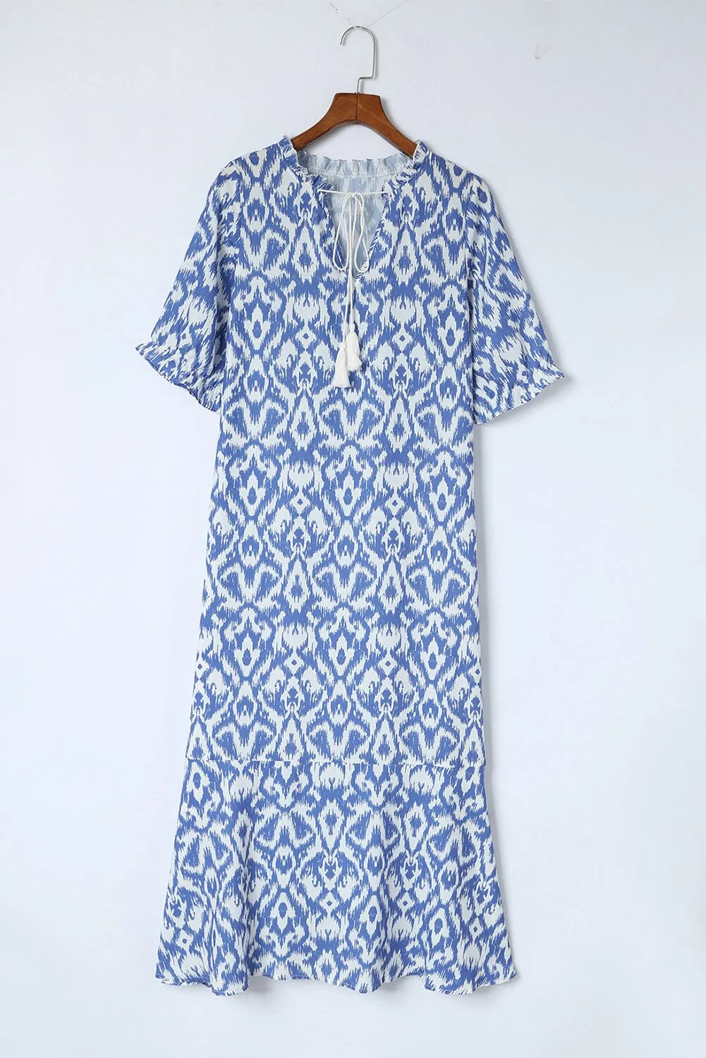 KaleaBoutique V Neck Casual Geometric Print Maxi Dress