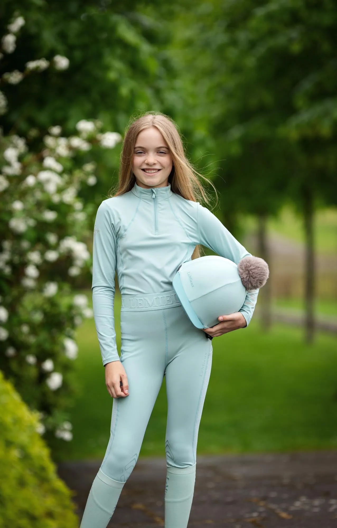 LeMieux Young Rider Lizzie Mesh Legging Aqua