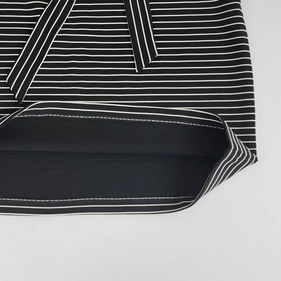 LOFT Black And White Striped Tie Waist Pencil Skirt Sz L NEW