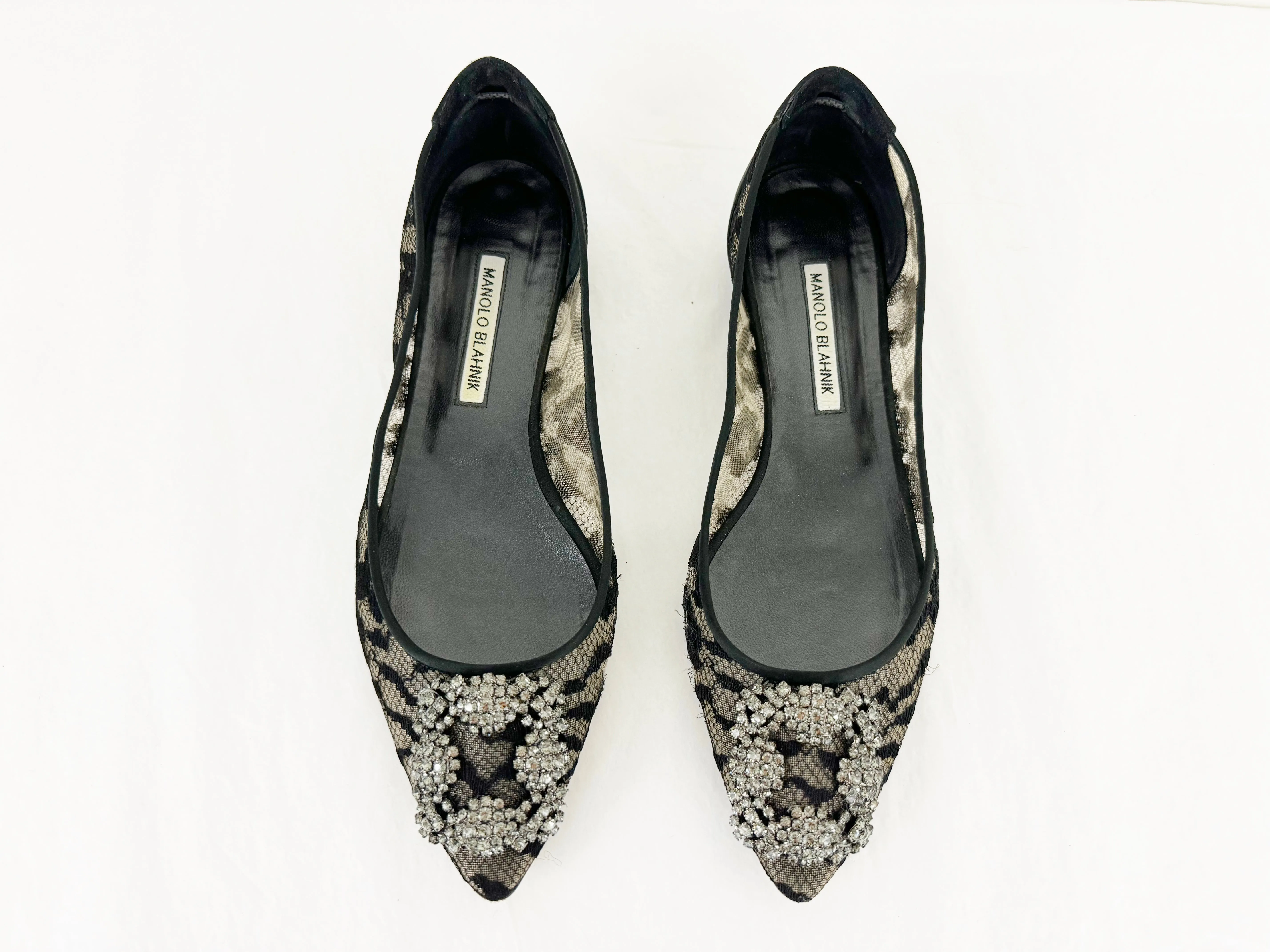 Manolo Blahnik Lace Hangisi Ballet Flats Size 9.5