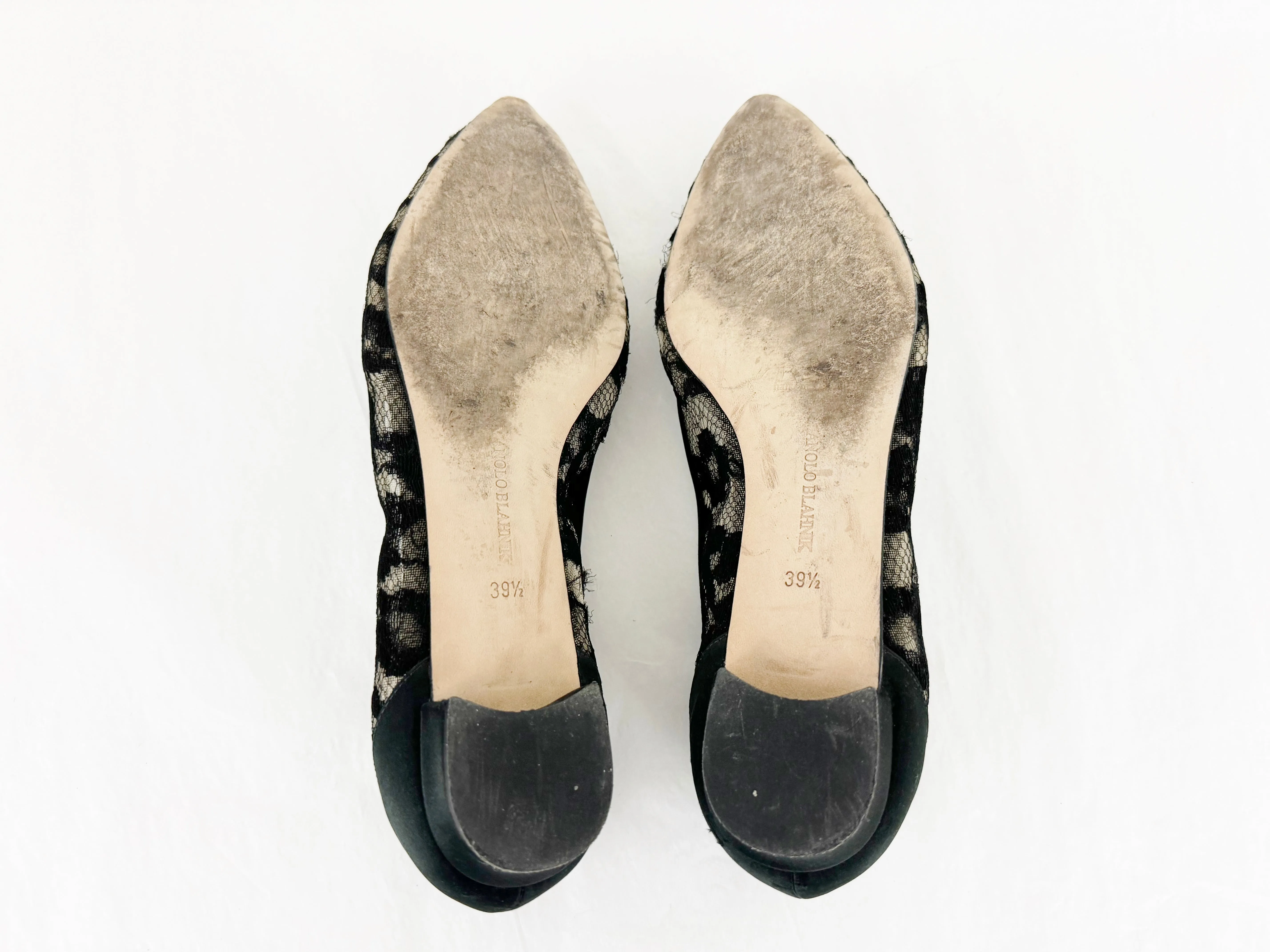 Manolo Blahnik Lace Hangisi Ballet Flats Size 9.5