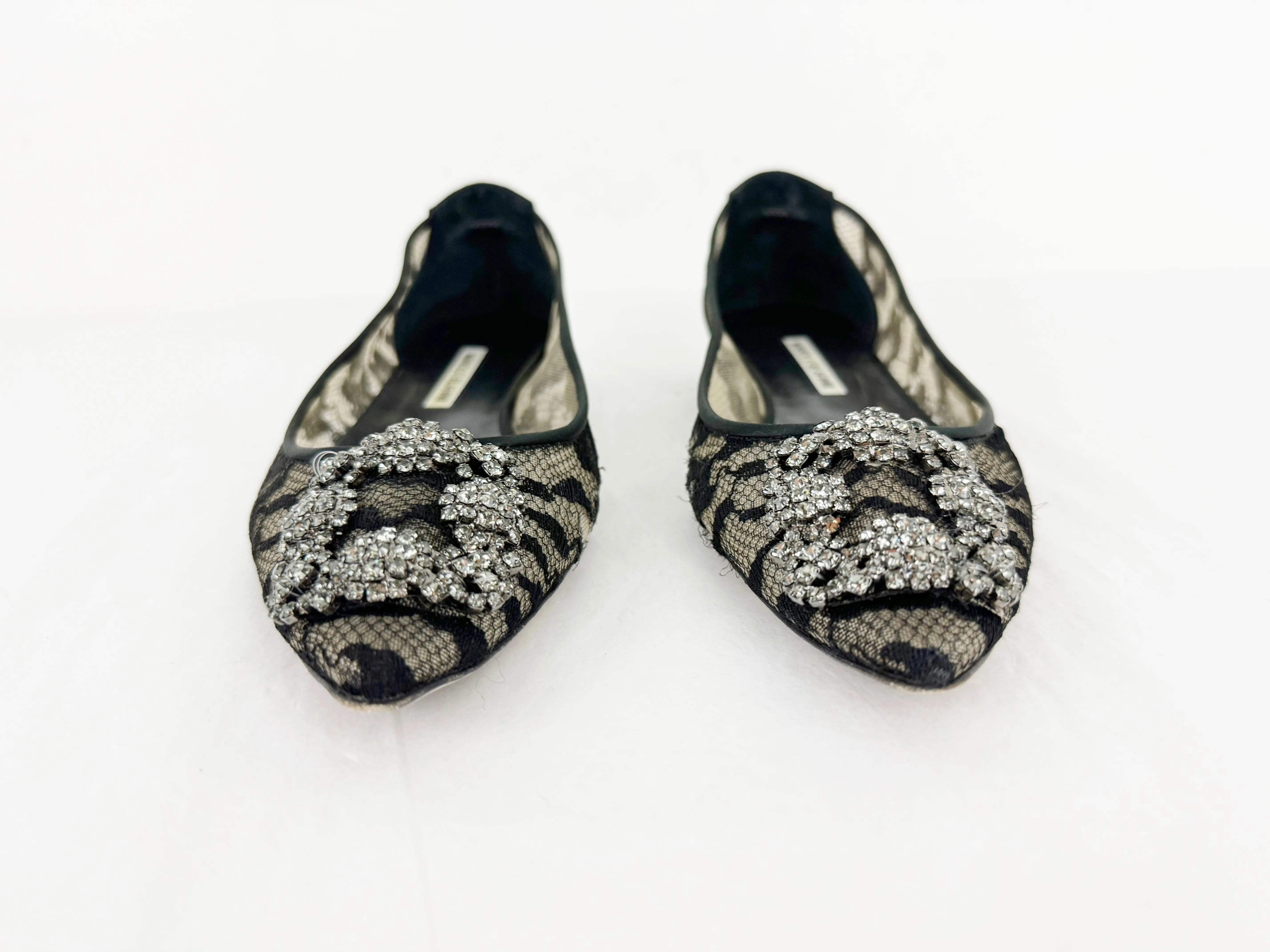 Manolo Blahnik Lace Hangisi Ballet Flats Size 9.5