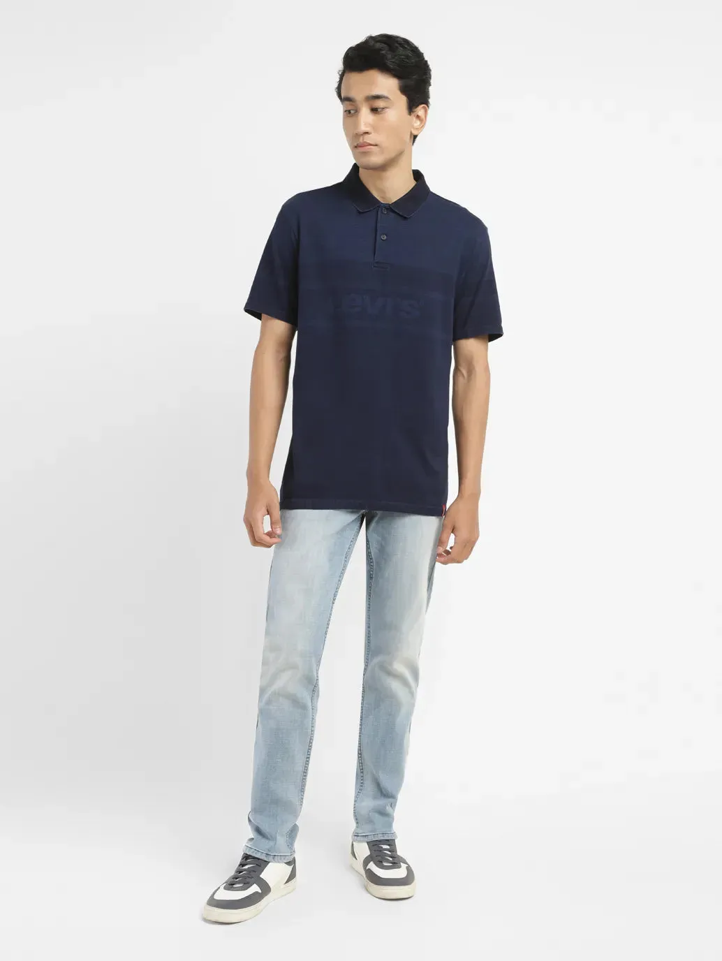 Men's Brand Logo Slim Fit Polo T-shirt
