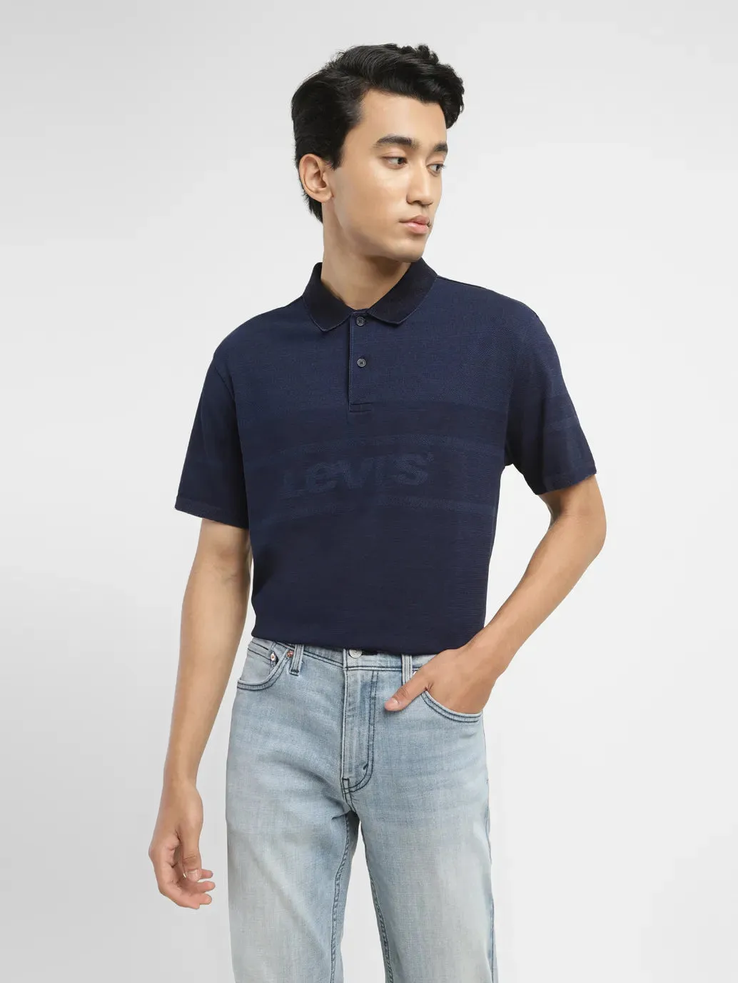 Men's Brand Logo Slim Fit Polo T-shirt