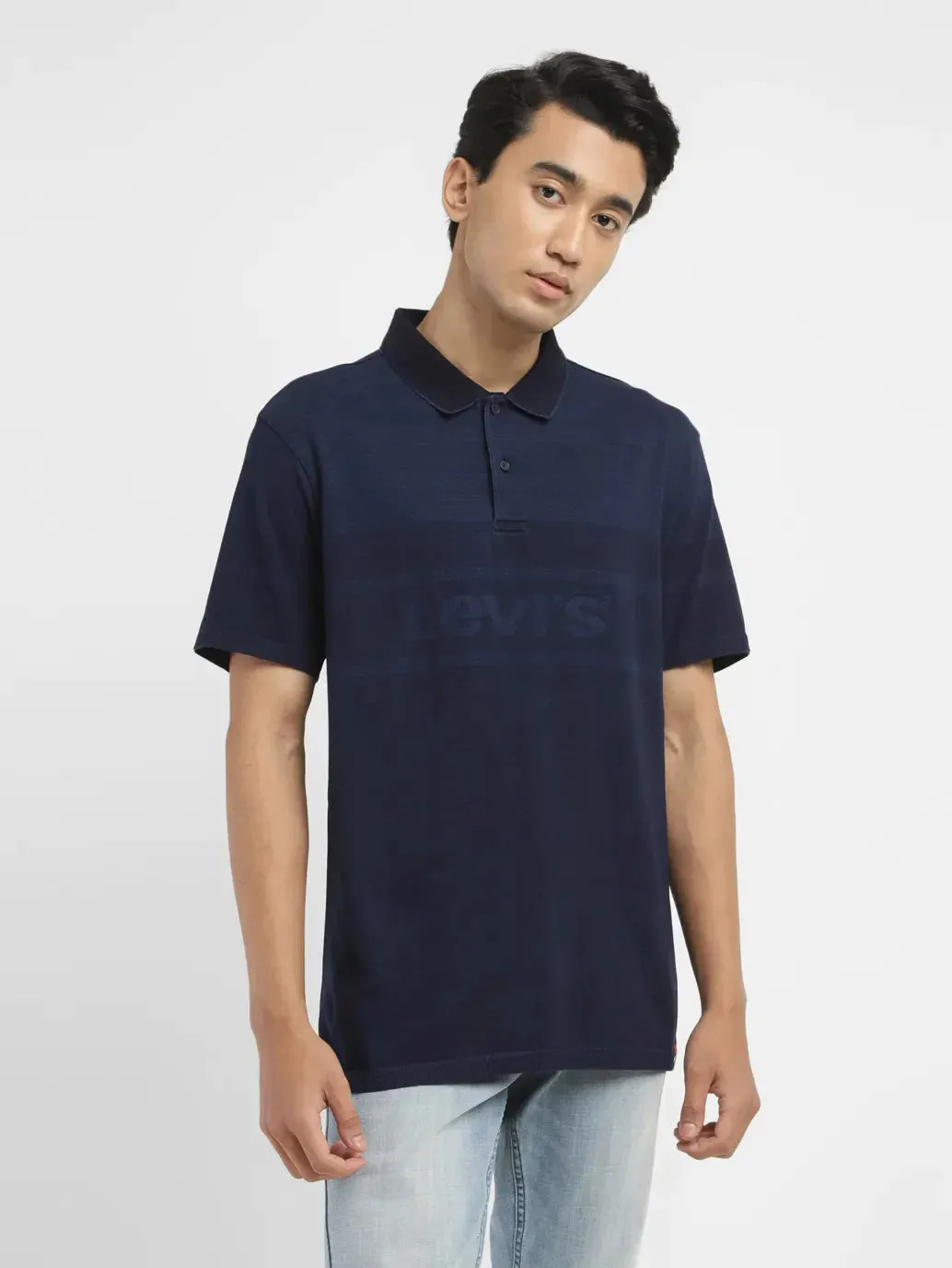 Men's Brand Logo Slim Fit Polo T-shirt