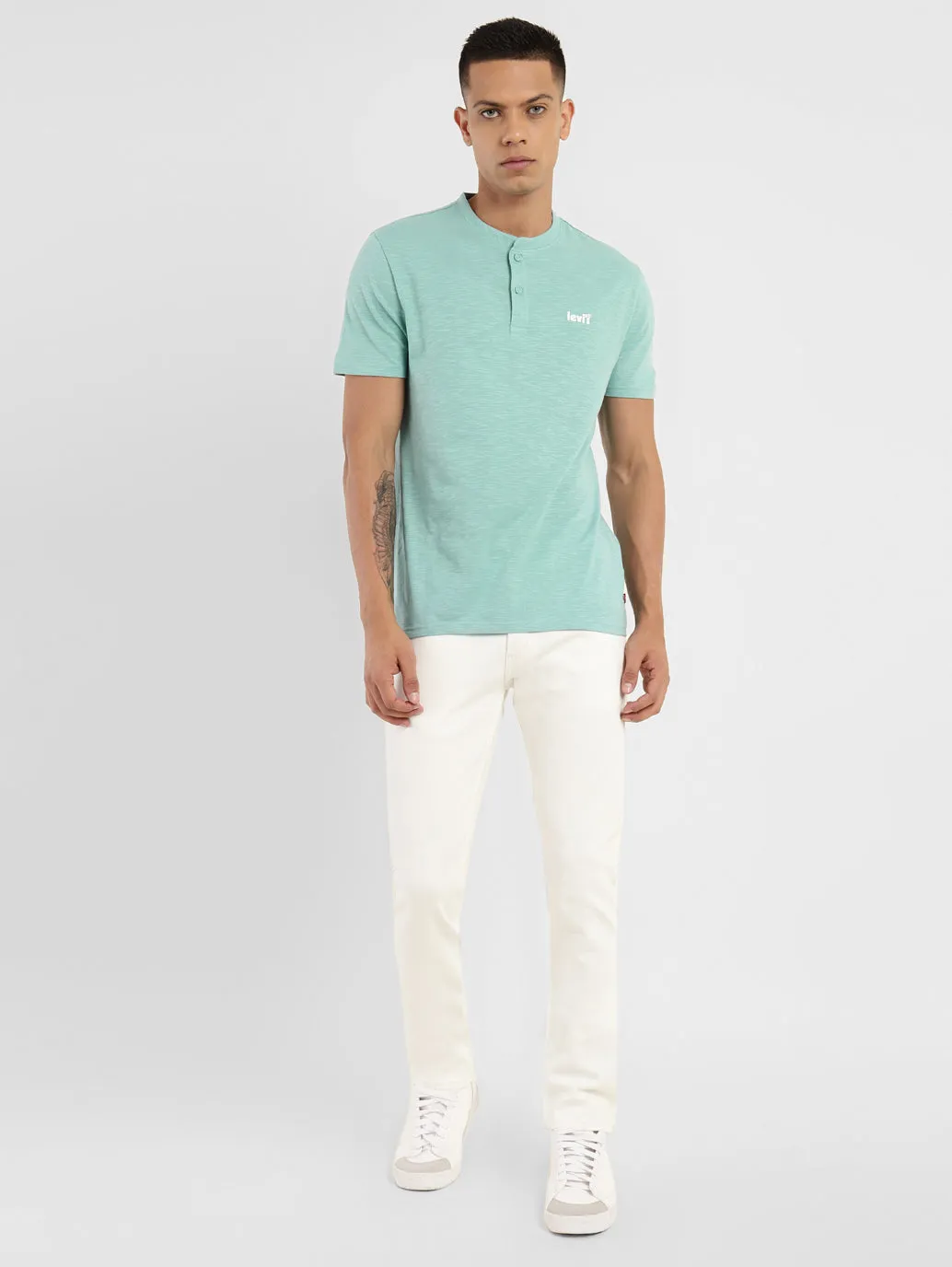 Men's Solid Henley Neck T-shirt