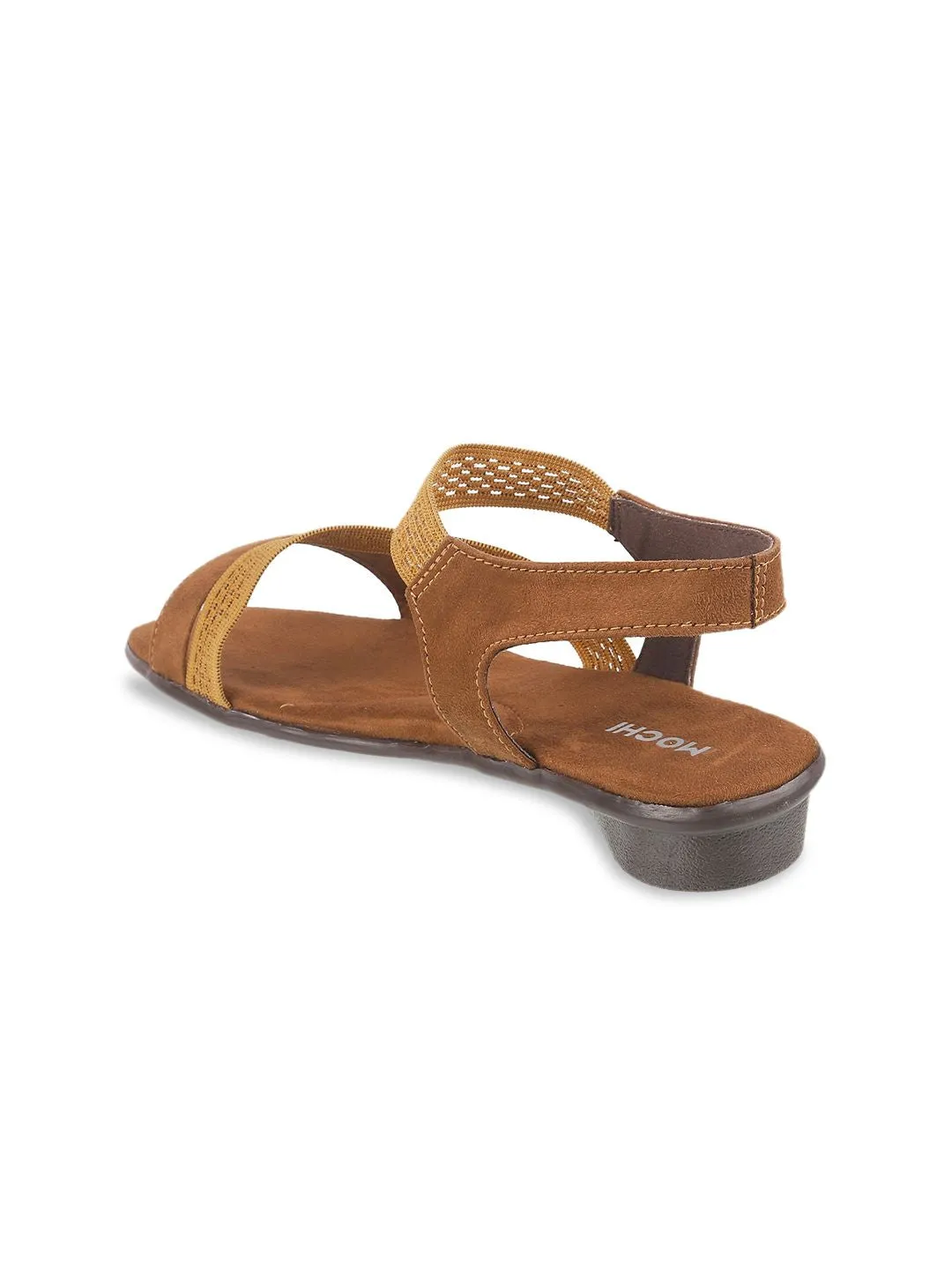 Mochi Women Tan Solid Open Toe Flats