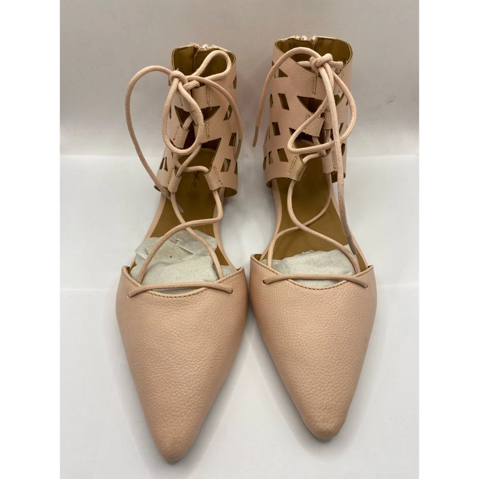 NIB Qupid Pink Gladiator Style Pointy Toe Flats Sz 8.5