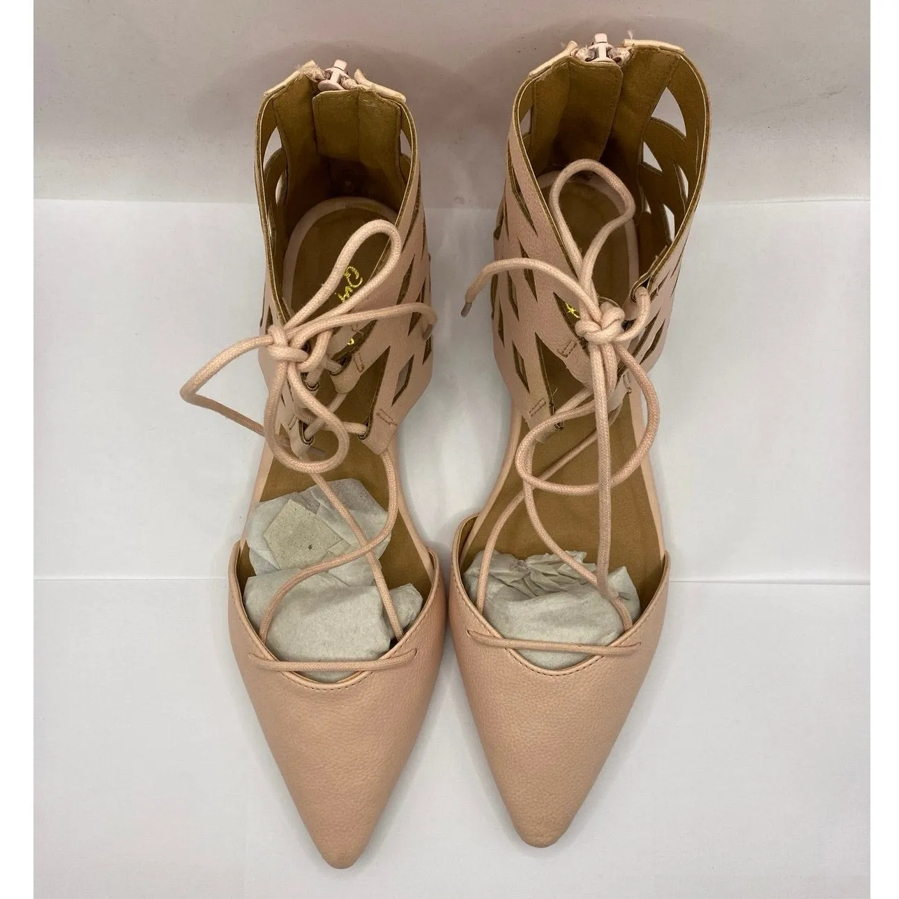 NIB Qupid Pink Gladiator Style Pointy Toe Flats Sz 8.5