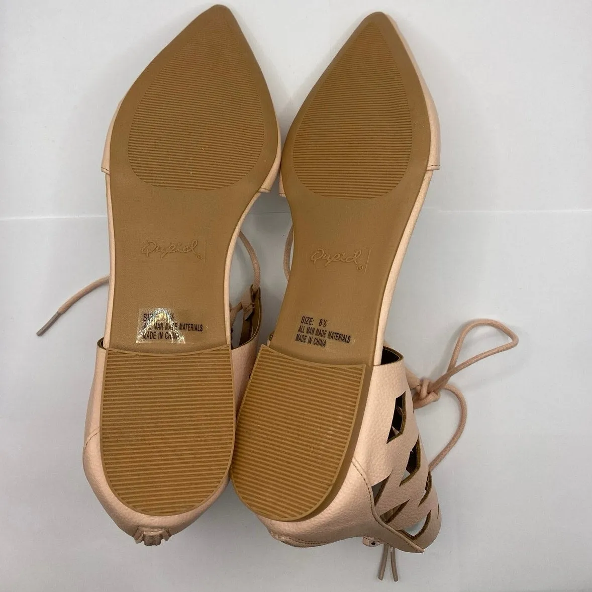 NIB Qupid Pink Gladiator Style Pointy Toe Flats Sz 8.5