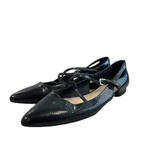 NINE WEST BLACK SNAKESKIN FLATS - SZ 7.5 - 139
