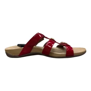 Sandals Flats By Vionic In Red & Tan, Size:10