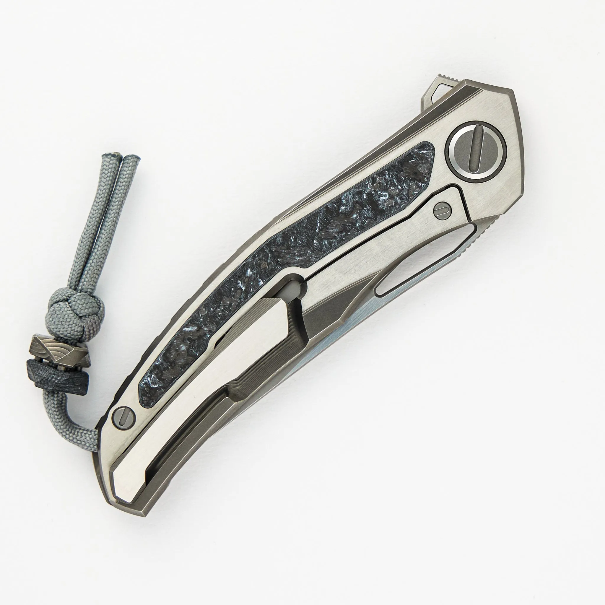 Shirogorov Knives Quantum WKM - Titanium/White CarboTi Handle - S90V Blade - SRRBS - Completed