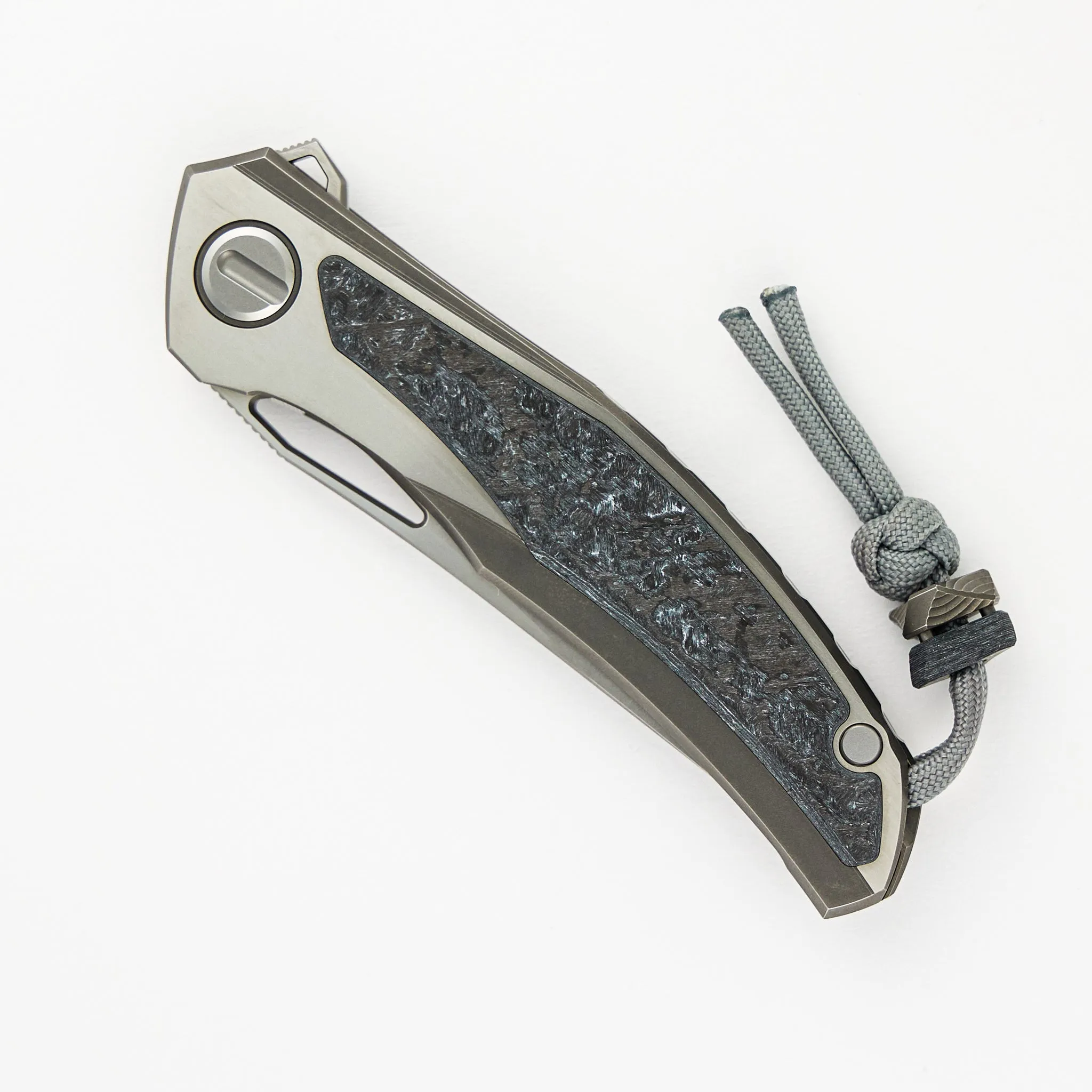Shirogorov Knives Quantum WKM - Titanium/White CarboTi Handle - S90V Blade - SRRBS - Completed