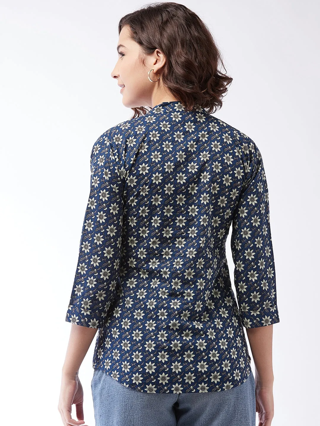 Short Kurta Top Printed Blue For Teens