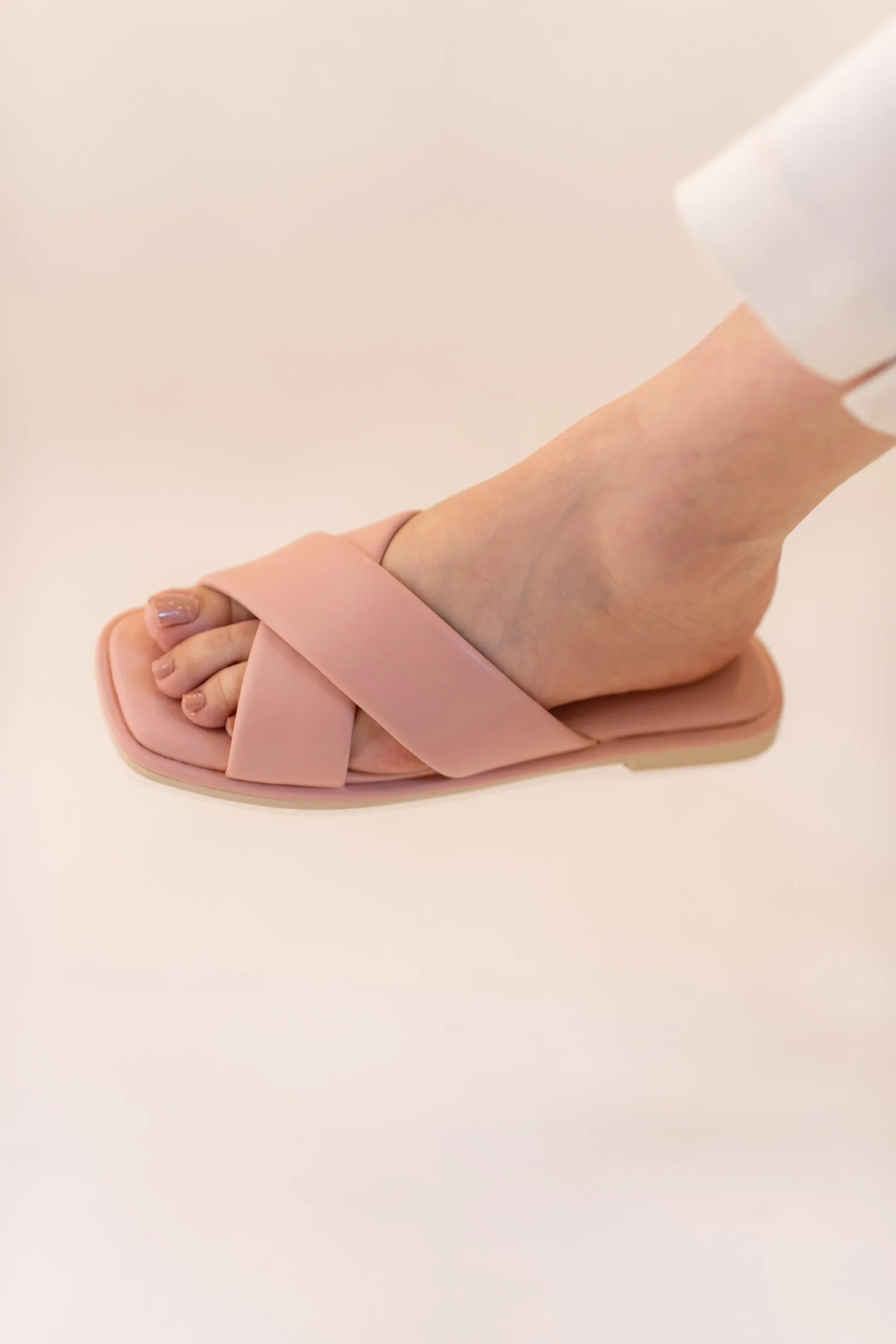 Soft Pink Cross Strap Flats