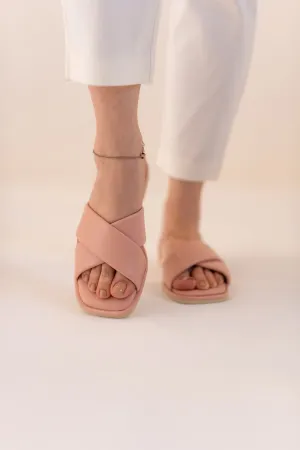 Soft Pink Cross Strap Flats