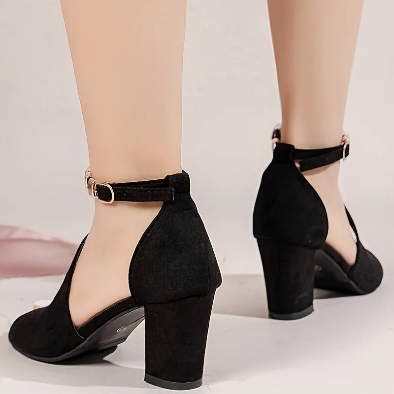 VougeVamp Comfy Peep Toe Chunky Heel Sandals – Beaded Ankle Strap Summer Shoes