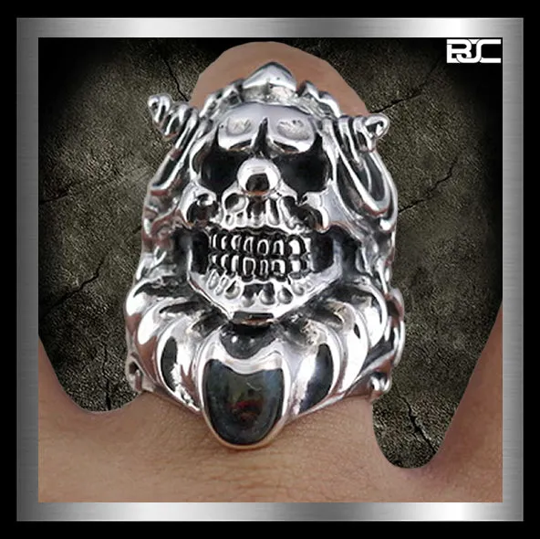 Wicked Evil Jester Ring Sterling Silver Heavy Biker Clown Skull Style
