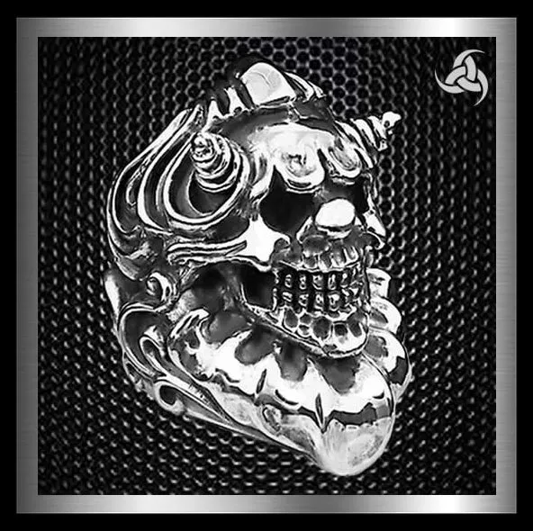 Wicked Evil Jester Ring Sterling Silver Heavy Biker Clown Skull Style