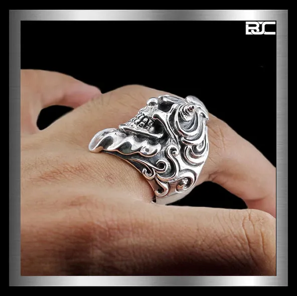 Wicked Evil Jester Ring Sterling Silver Heavy Biker Clown Skull Style