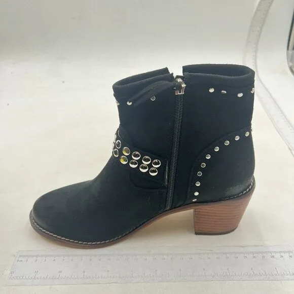 Women Trendy Low Heel Pointed Toe Lace Up Chukka Ankle Boots Flats Black Shoes
