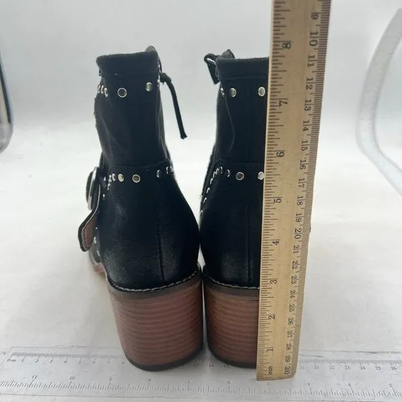 Women Trendy Low Heel Pointed Toe Lace Up Chukka Ankle Boots Flats Black Shoes