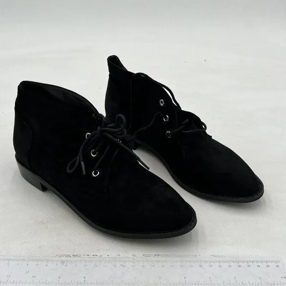 Women Trendy Low Heel Pointed Toe Lace Up Chukka Ankle Boots Flats Fall Winter