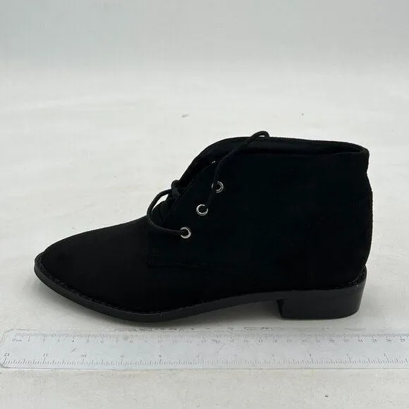 Women Trendy Low Heel Pointed Toe Lace Up Chukka Ankle Boots Flats Fall Winter