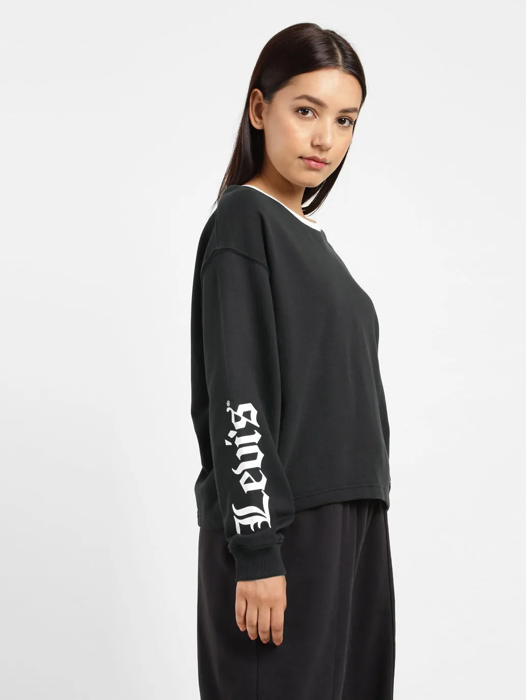 Women's Brand Logo Round Neck Sweatshirt