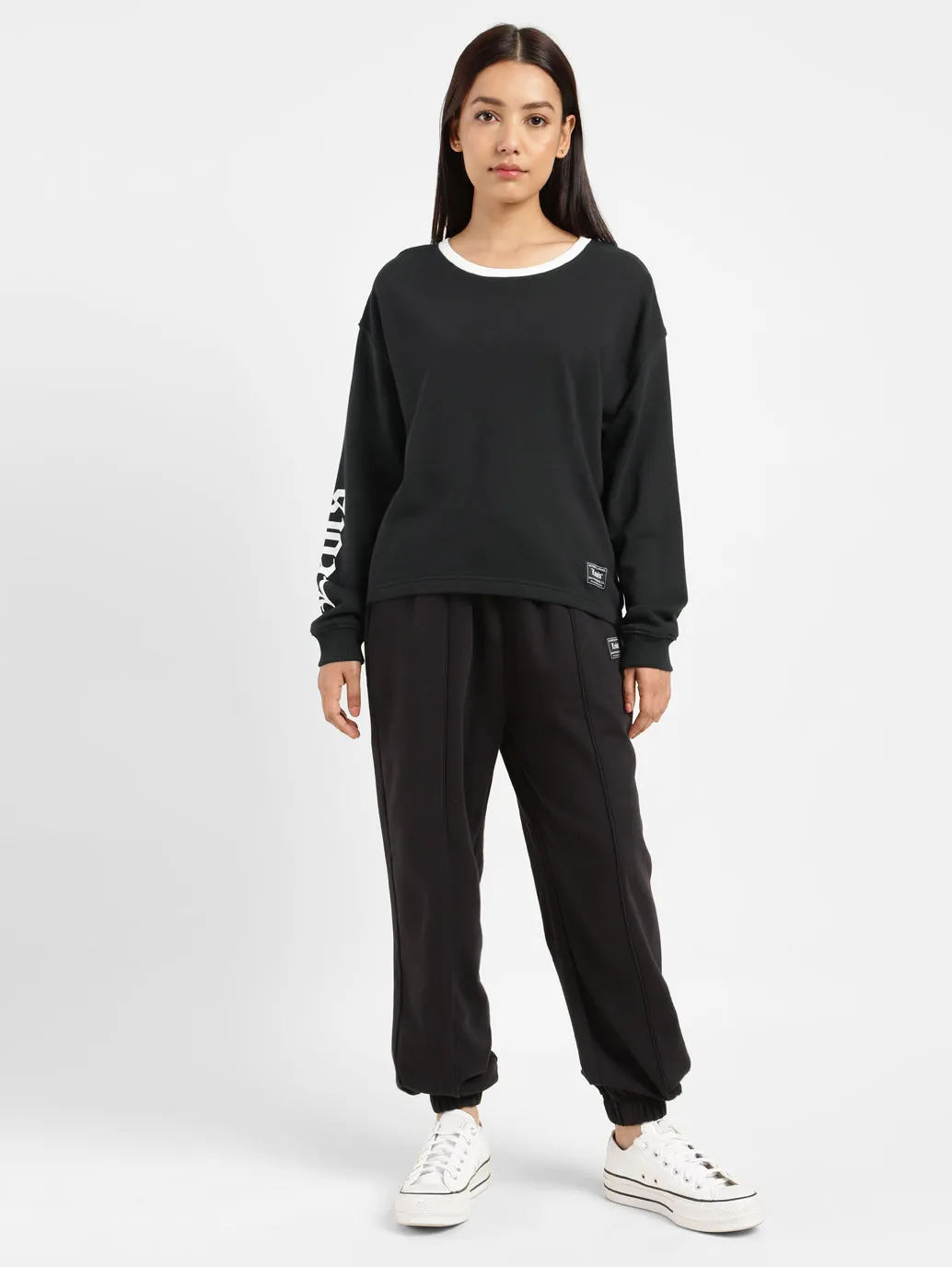 Women's Brand Logo Round Neck Sweatshirt