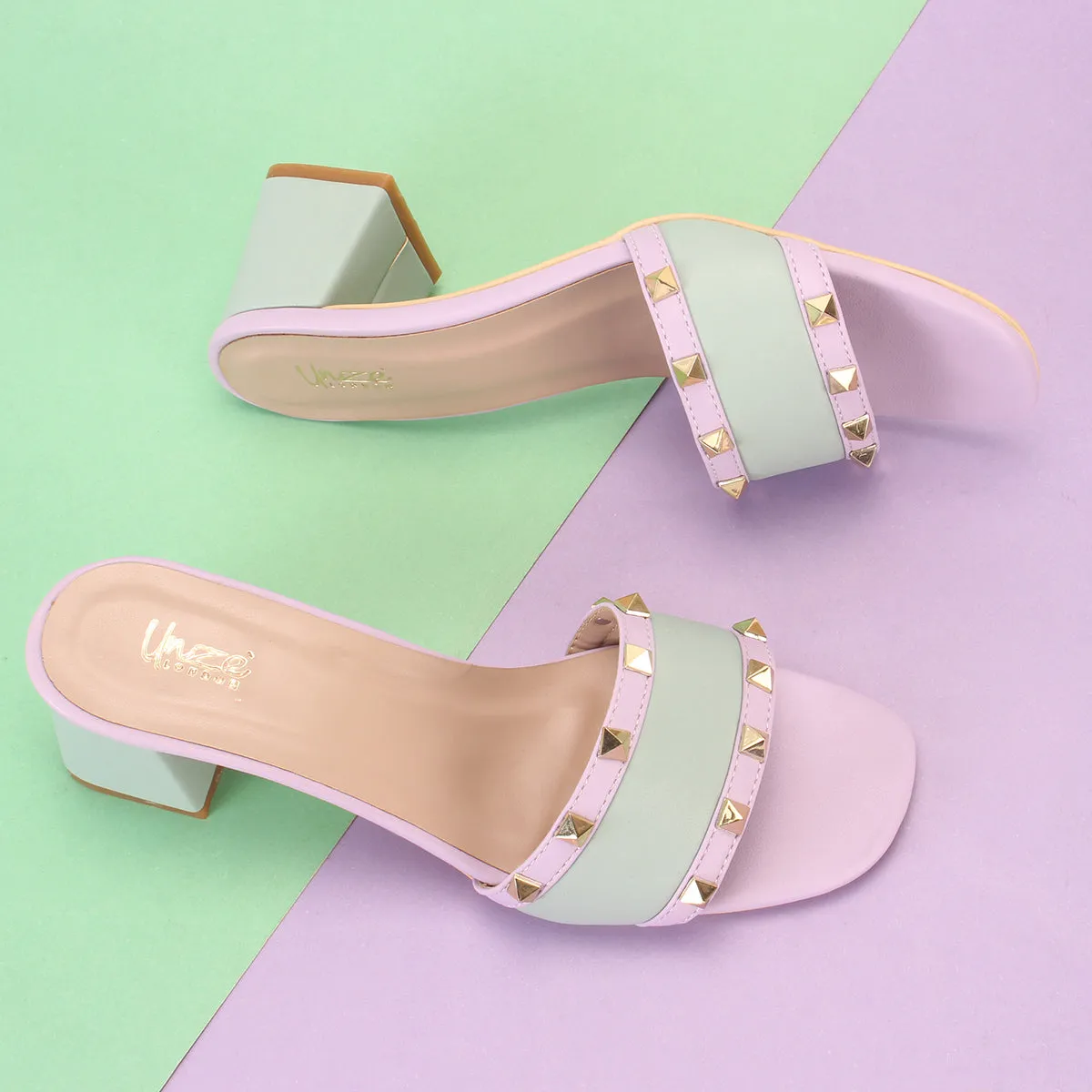Womens "DEENA" Decorated Block Heeled Sandals
